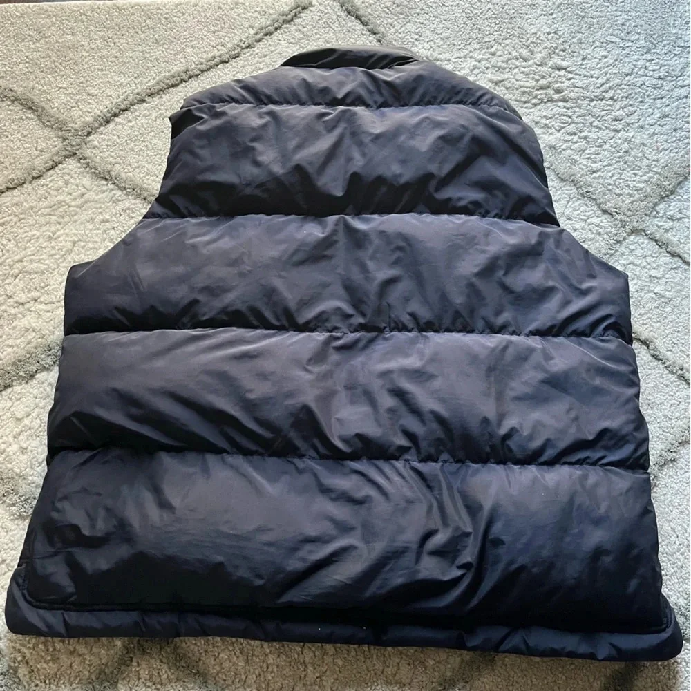J Crew puffer vest navy blue down fill feather size XL